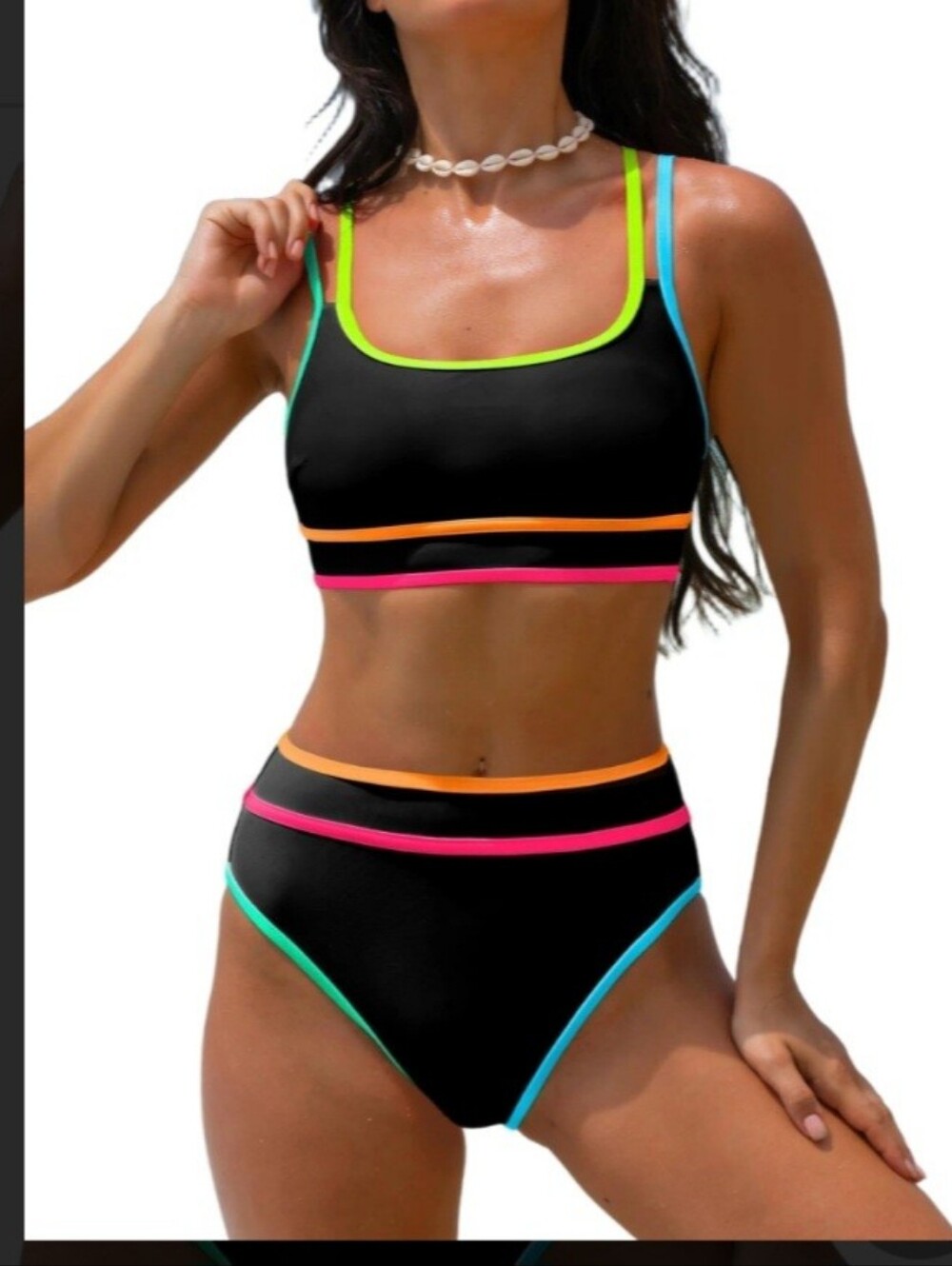 ☆Neon Trim Black Bikini Set Medium